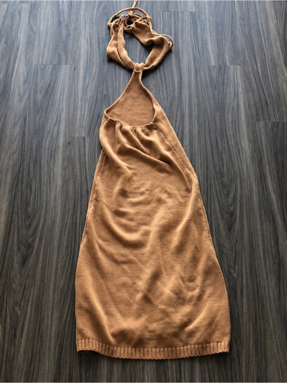 Petal & Pup Tan Cut-Out Knit Midi Dress | Open Back Tie Vacation Bodycon Size 2 - Picture 6 of 6